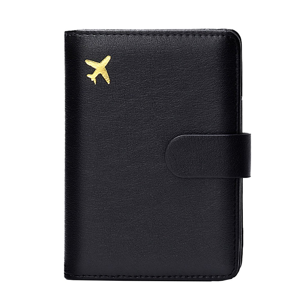 RFID Blocking Card Holder PU Leather Travel Passport Holder Wallet Black