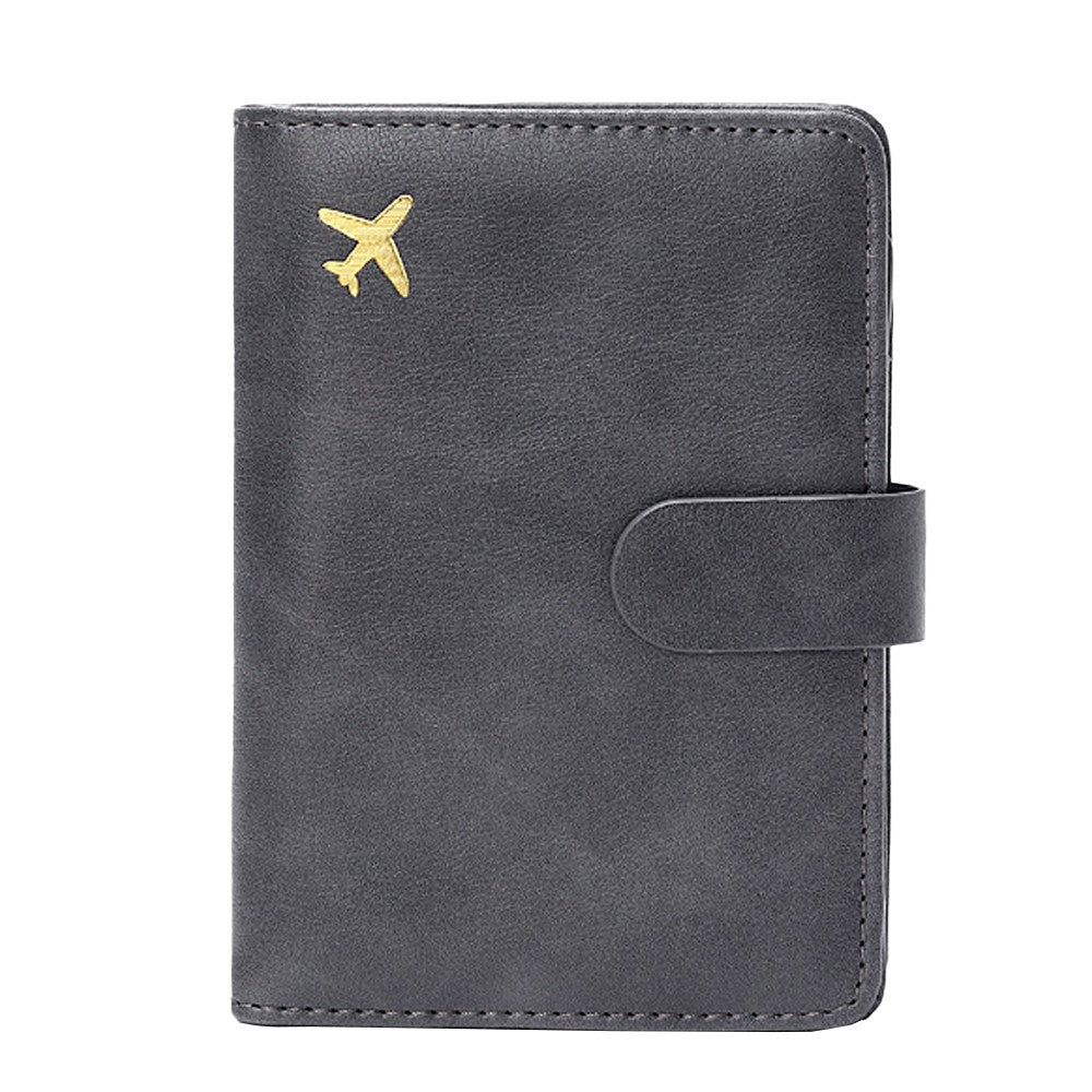 RFID Blocking Card Holder PU Leather Travel Passport Holder Wallet Grey