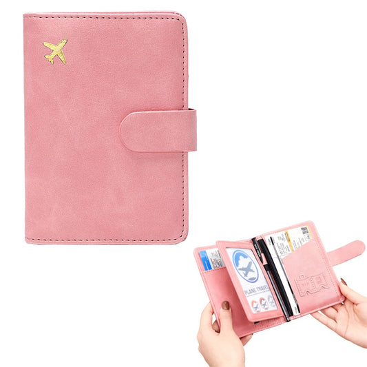 RFID Blocking Card Holder PU Leather Travel Passport Holder Wallet Pink