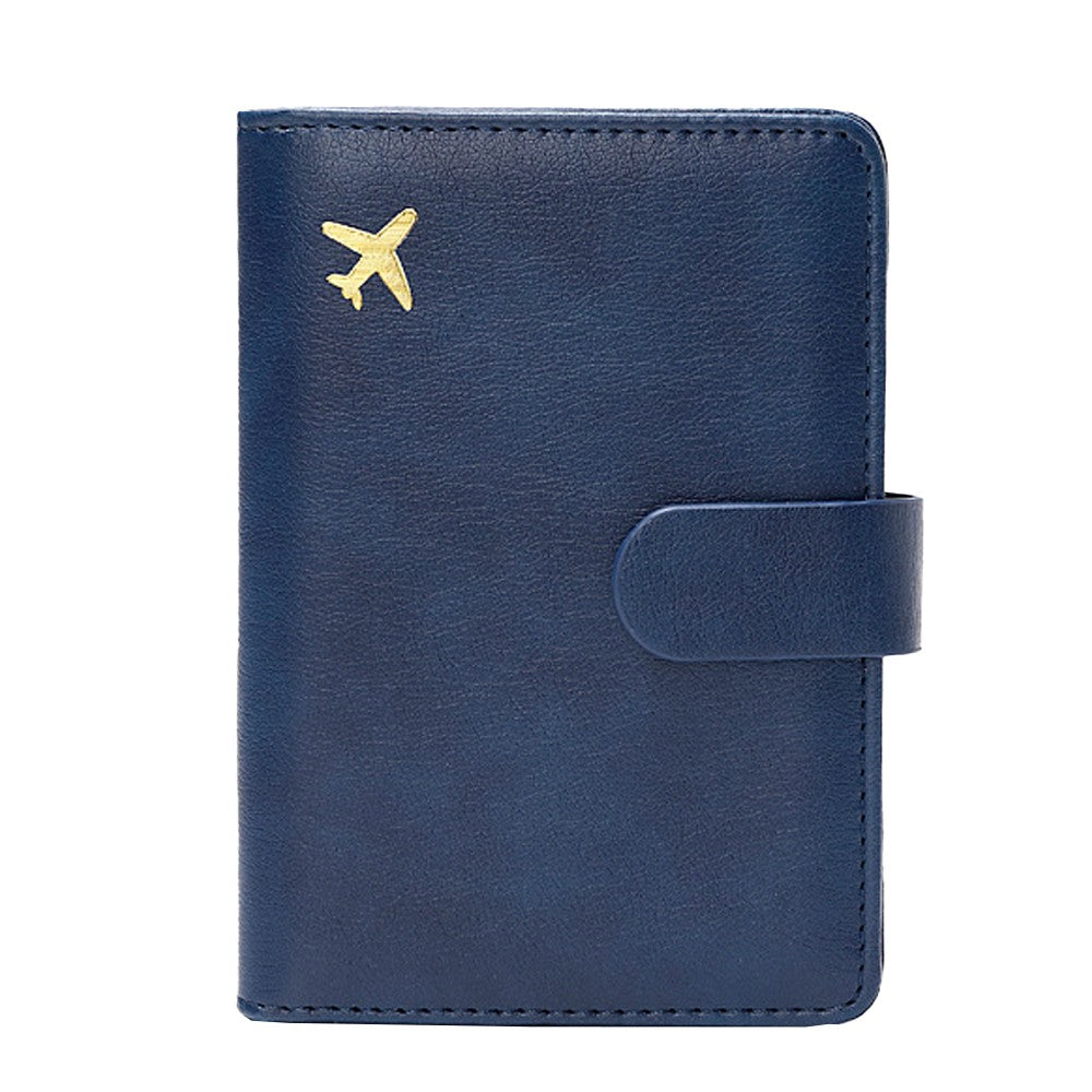 RFID Blocking Card Holder PU Leather Travel Passport Holder Wallet Blue