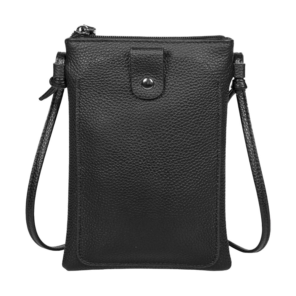 Womens Cowhide Leather Mobile Phone Bag Crossbody Bag Wallet with Adjustable Shoulder Strap