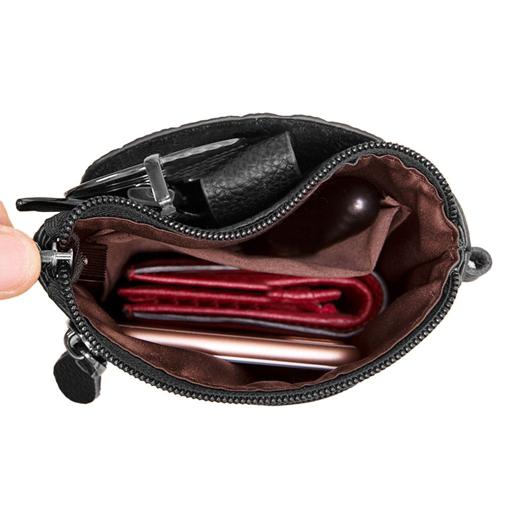 Womens Cowhide Leather Mobile Phone Bag Crossbody Bag Wallet with Adjustable Shoulder Strap