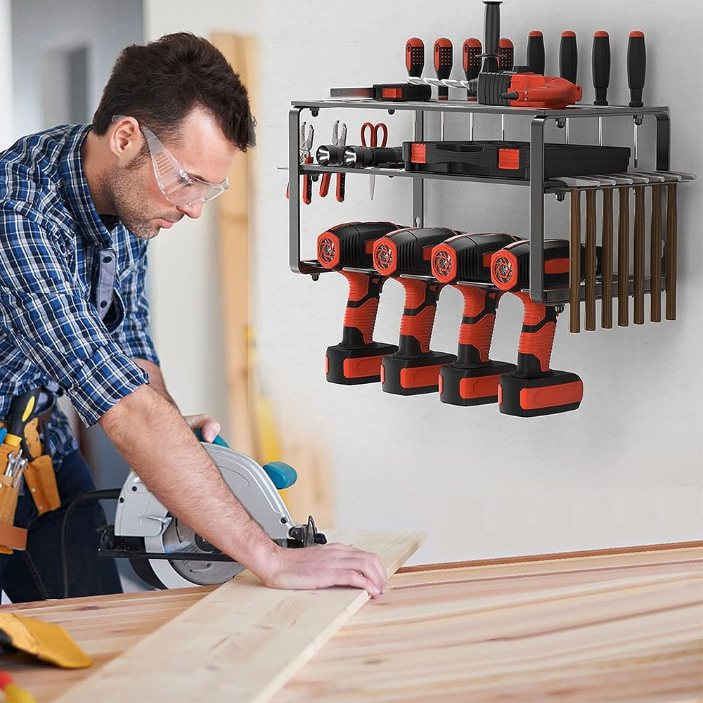 Wall Mounted Power Tool Organizer Electric Drill Storage Rack Garage Tool Holder