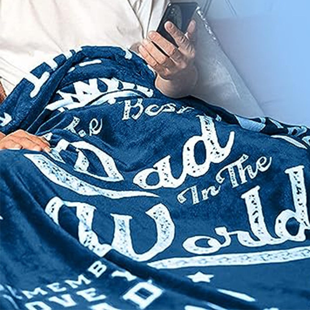 130x150cm Flannel Blanket for Dad from Daughter or Son Blue