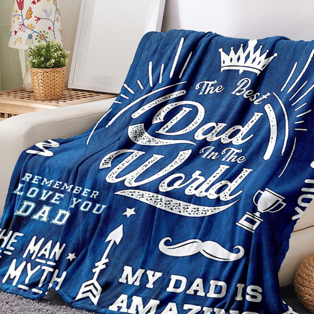 130x150cm Flannel Blanket for Dad from Daughter or Son Blue