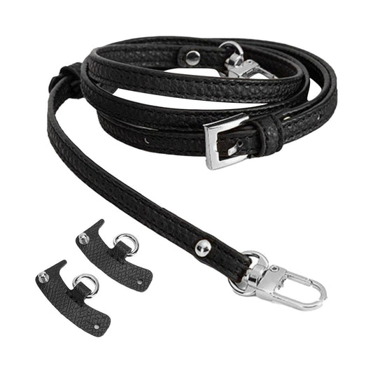Bags Accessories PU Leather Shoulder Strap Hang Buckle for Longchamp Bag Black