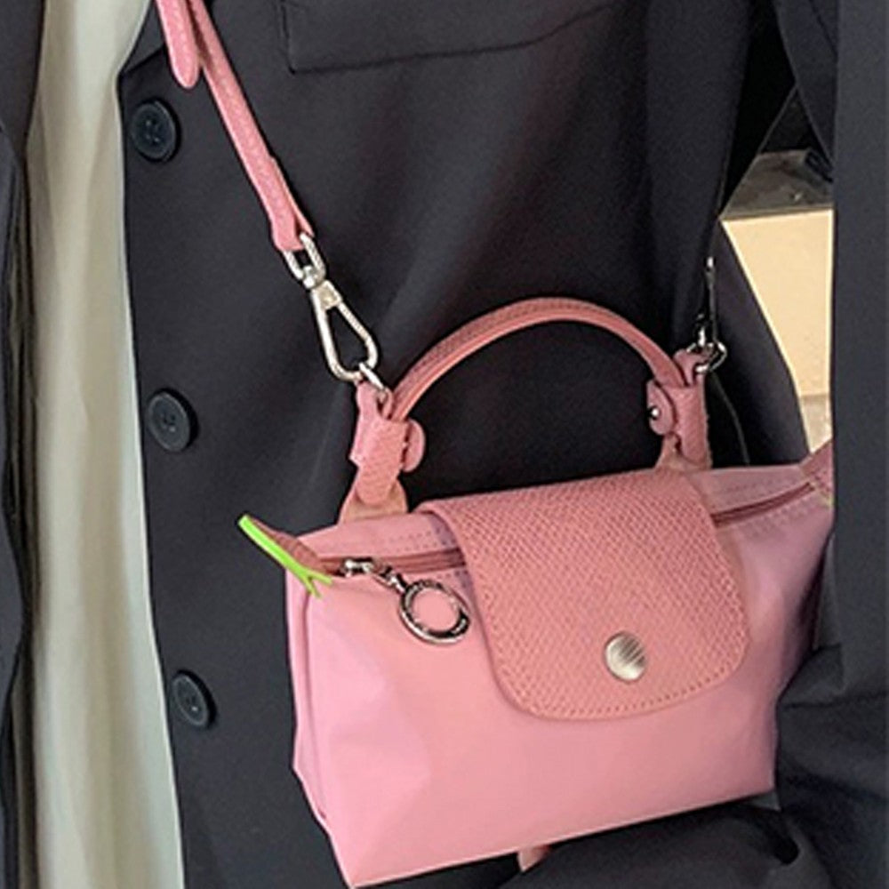 Bags Accessories PU Leather Shoulder Strap Hang Buckle for Longchamp Bag Pink