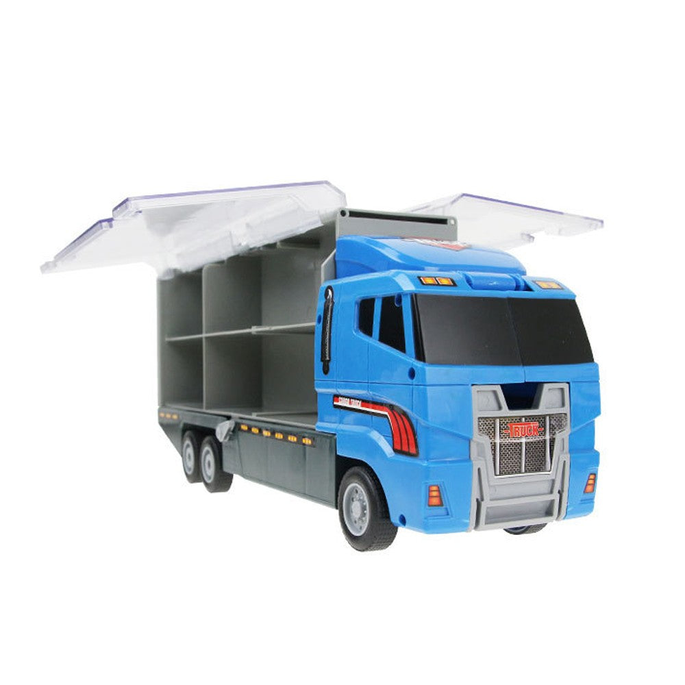 Kids Carrier Truck and 6 Mini Vehicle Toy Set Car Toy - Police Truck Set