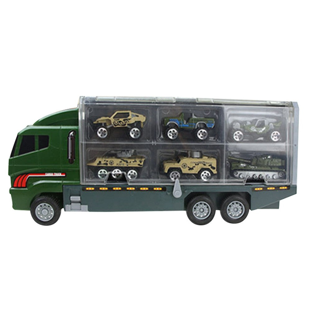 Kids Carrier Truck and 6 Mini Vehicle Toy Set Car Toy - Army Truck Set