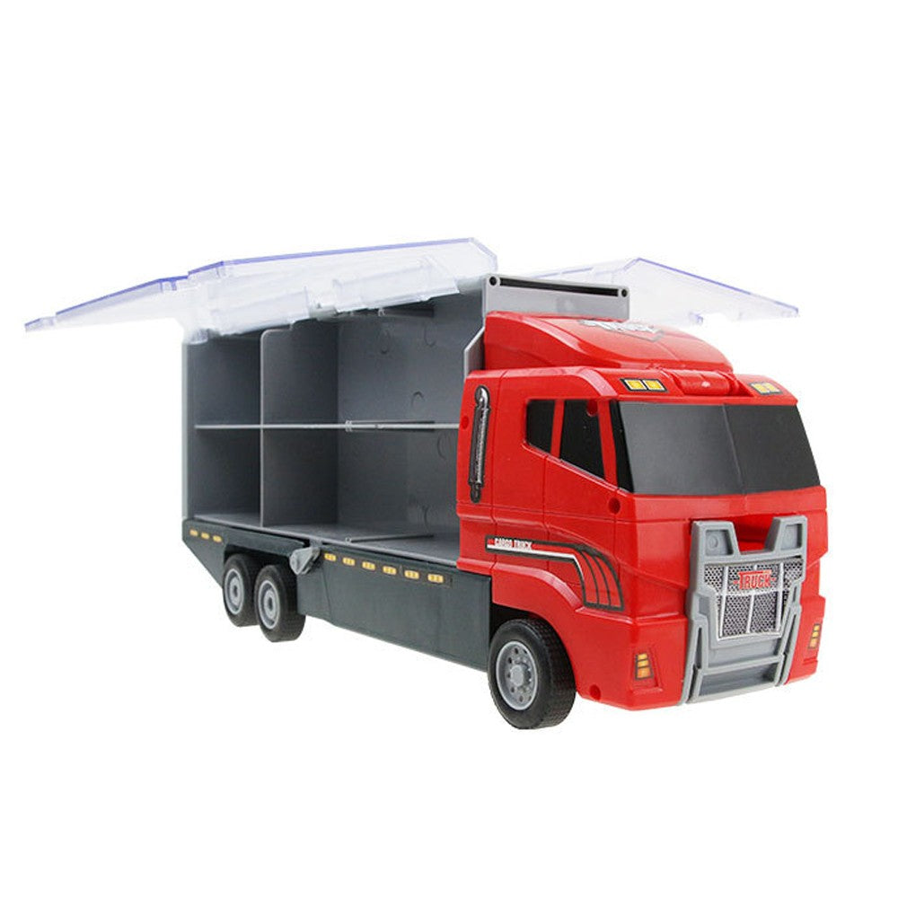 Kids Carrier Truck and 6 Mini Vehicle Toy Set Car Toy - Fire Truck Set