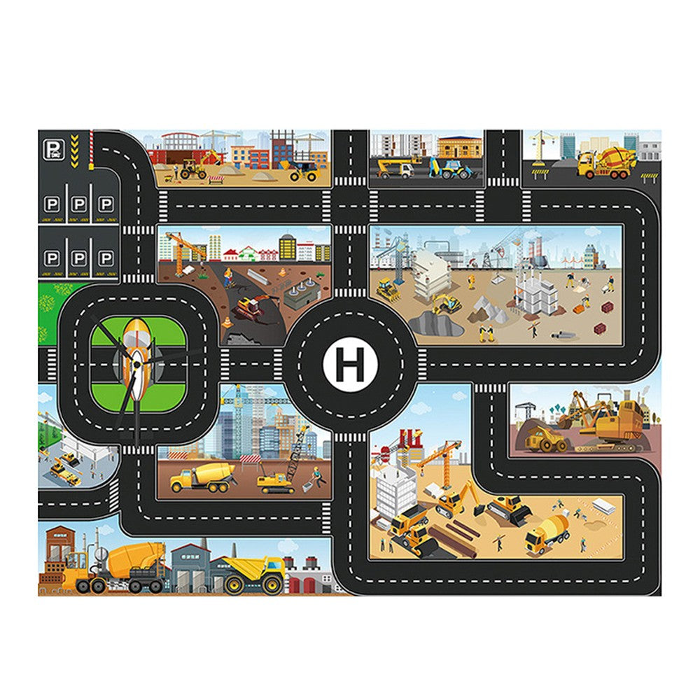 Kids Carrier Truck Toy Set with Playmat and Road Signs - Engineering Truck Set