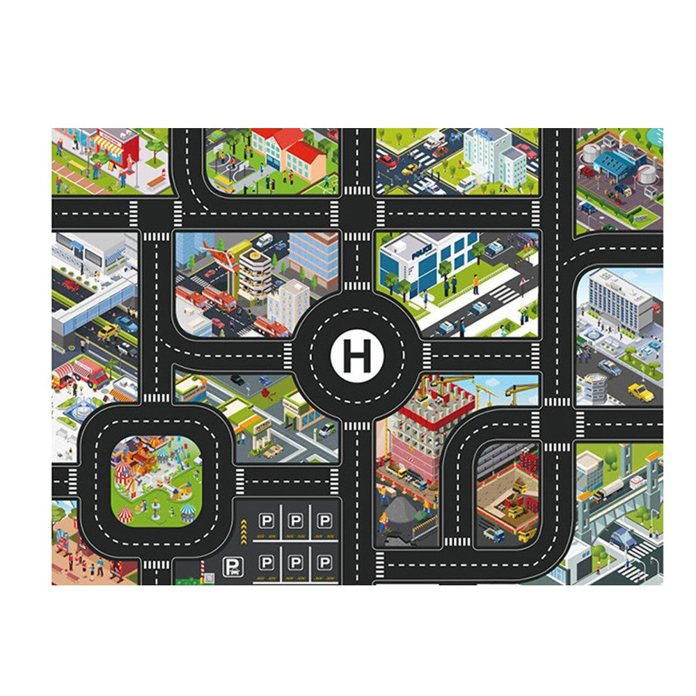 Kids Carrier Truck Toy Set with Playmat and Road Signs - Police Truck Set