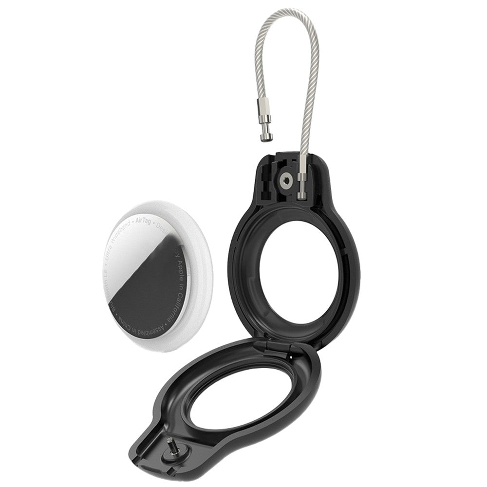2Pcs for Airtag Protective Case Shockproof Case Holder with Lanyard Black+White