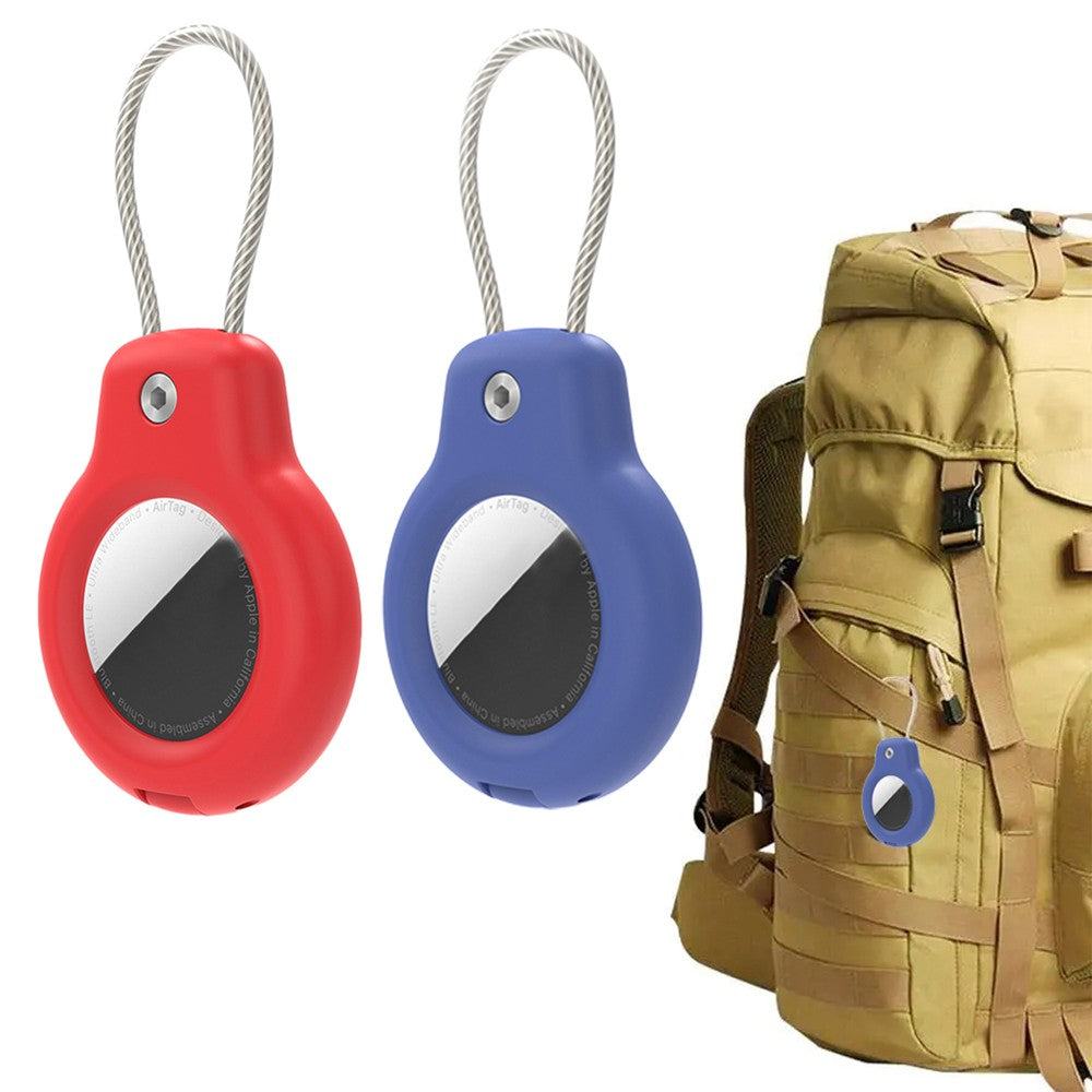 2Pcs for Airtag Protective Case Shockproof Case Holder with Lanyard Blue+Red