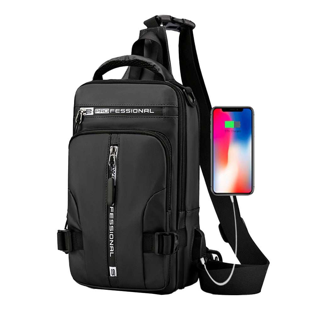 Multifunctional Mens Anti-Theft Sling Bag Backpack Shoulder Bag Crossbody Bag Black