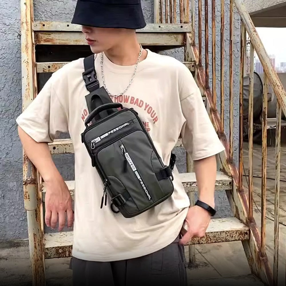 Multifunctional Mens Anti-Theft Sling Bag Backpack Shoulder Bag Crossbody Bag Black