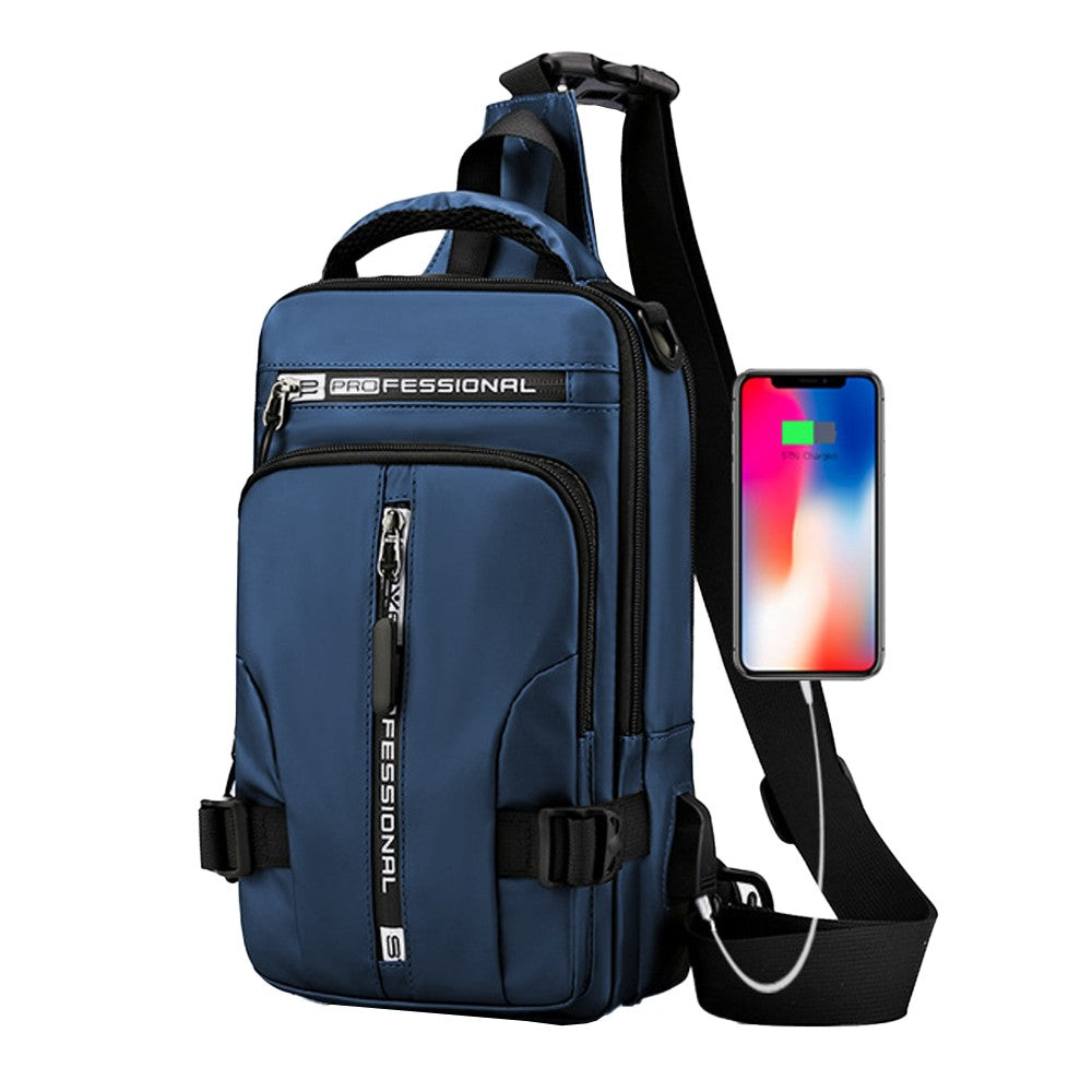 Multifunctional Mens Anti-Theft Sling Bag Backpack Shoulder Bag Crossbody Bag Blue