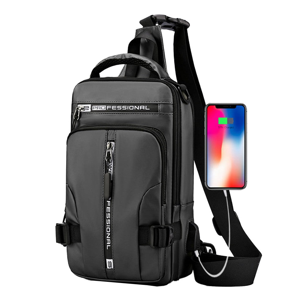 Multifunctional Mens Anti-Theft Sling Bag Backpack Shoulder Bag Crossbody Bag Grey