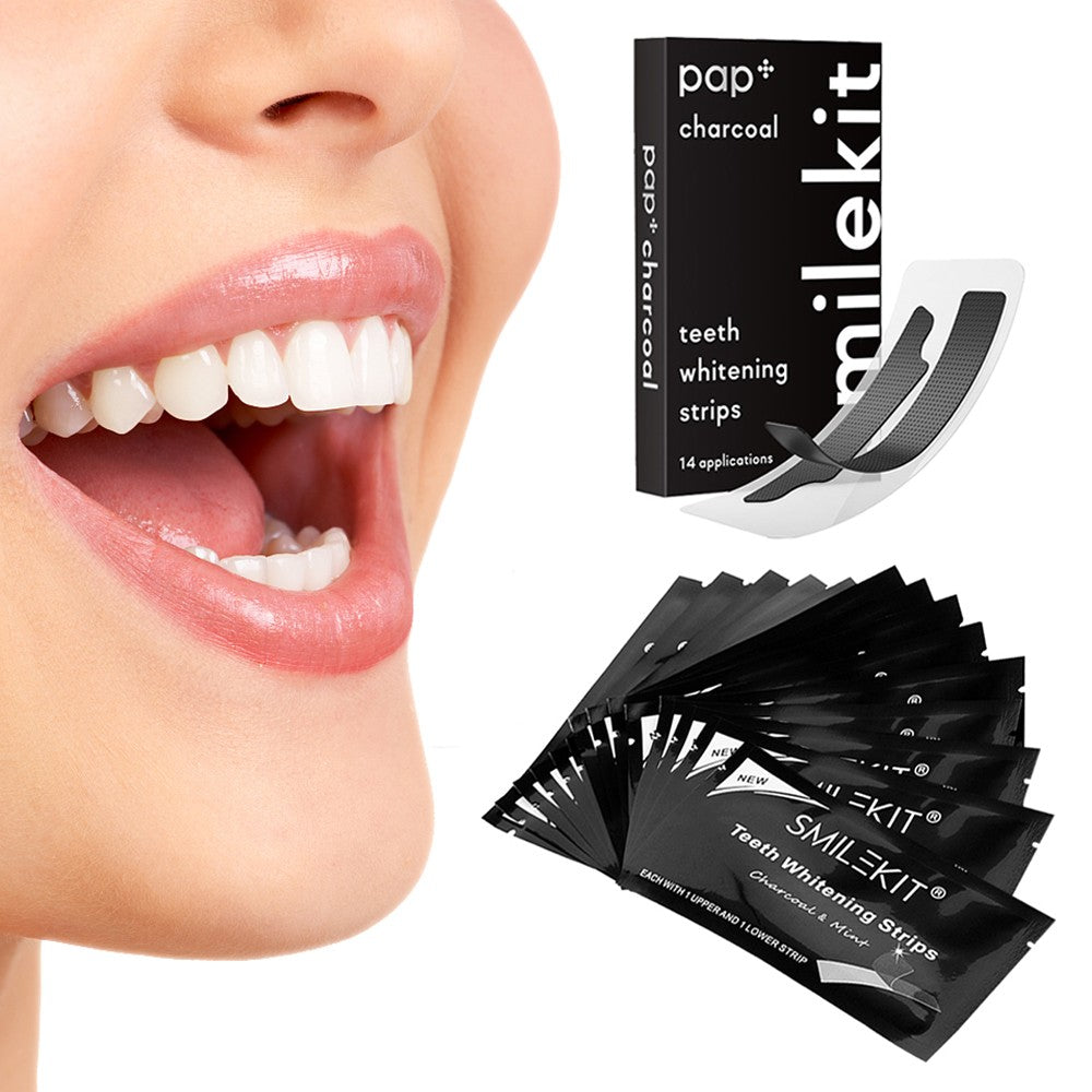 28 Pairs Teeth Whitening Strips PAP+Charcoal Dental Oral Hygiene Care Strip