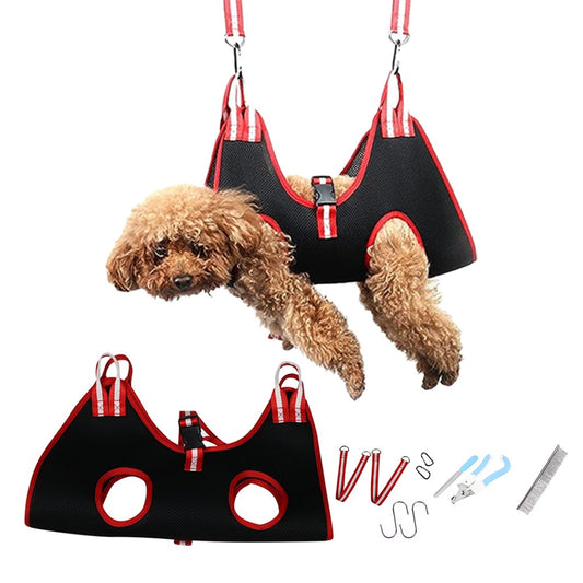 Pet Grooming Hammock Harness Set Pet Grooming Helper for Nail Trimming Black L