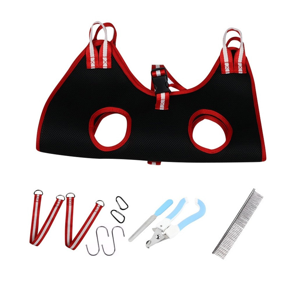 Pet Grooming Hammock Harness Set Pet Grooming Helper for Nail Trimming Black S