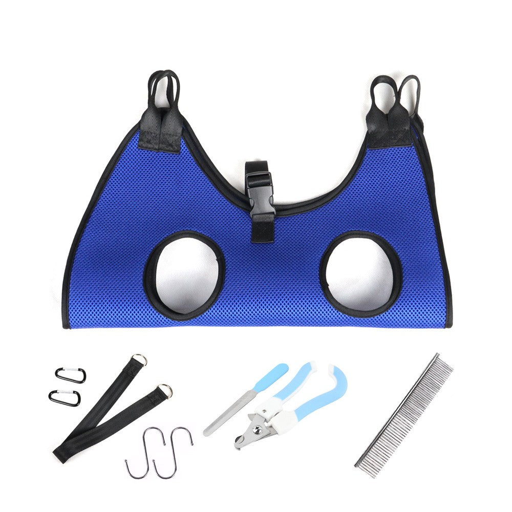 Pet Grooming Hammock Harness Set Pet Grooming Helper for Nail Trimming Blue M