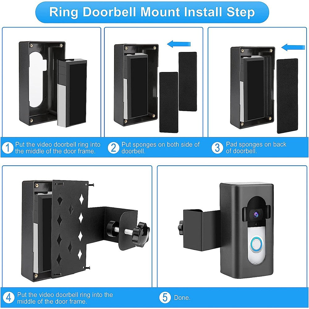 2 X Anti-Theft Doorbell Mount Bracket No-Drill Doorbell Holder for Ring Video Doorbell