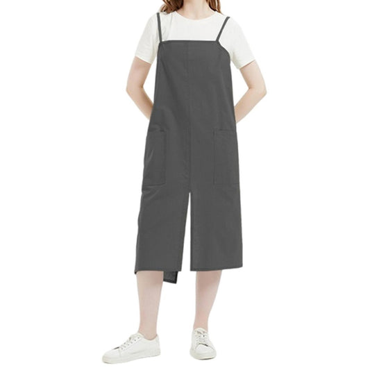 Water-resistant Cotton Apron Oversized Apron Cross Back Apron with Pockets Grey