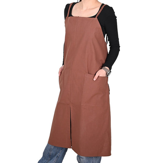 Water-resistant Cotton Apron Oversized Apron Cross Back Apron with Pockets Red