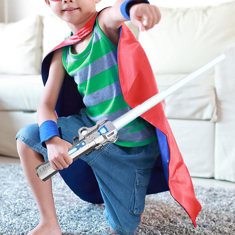 1Pc Retractable LED Light Up Laser Sword Light Up Saber with FX Sound Silver