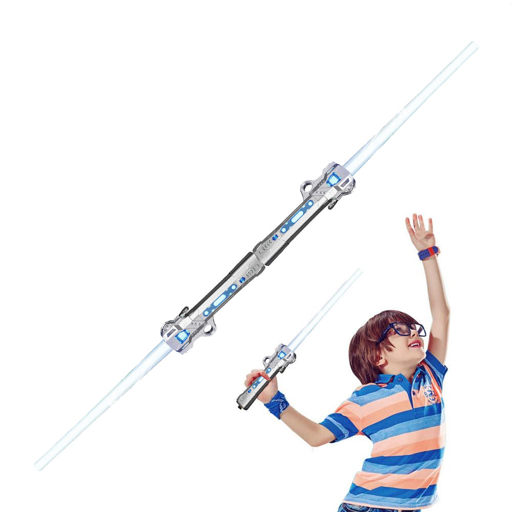 2Pcs Retractable LED Light Up Laser Sword Light Up Saber with FX Sound Silver