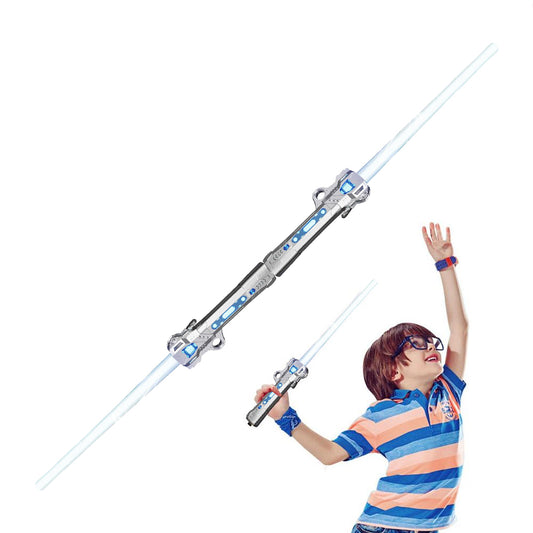 2Pcs Retractable LED Light Up Laser Sword Light Up Saber with FX Sound Silver