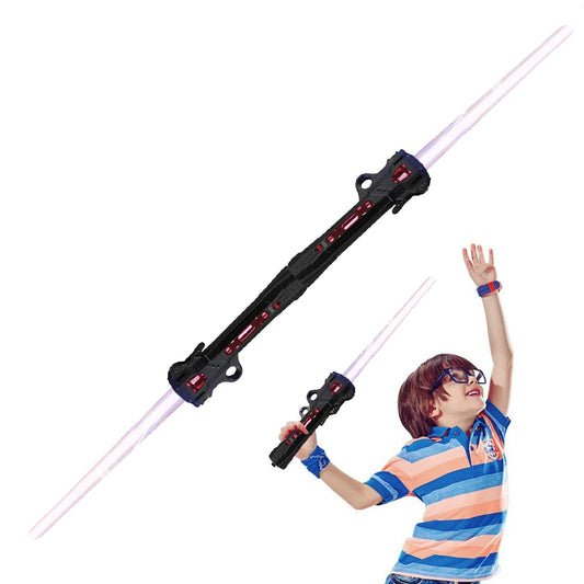 2Pcs Retractable LED Light Up Laser Sword Light Up Saber with FX Sound Black