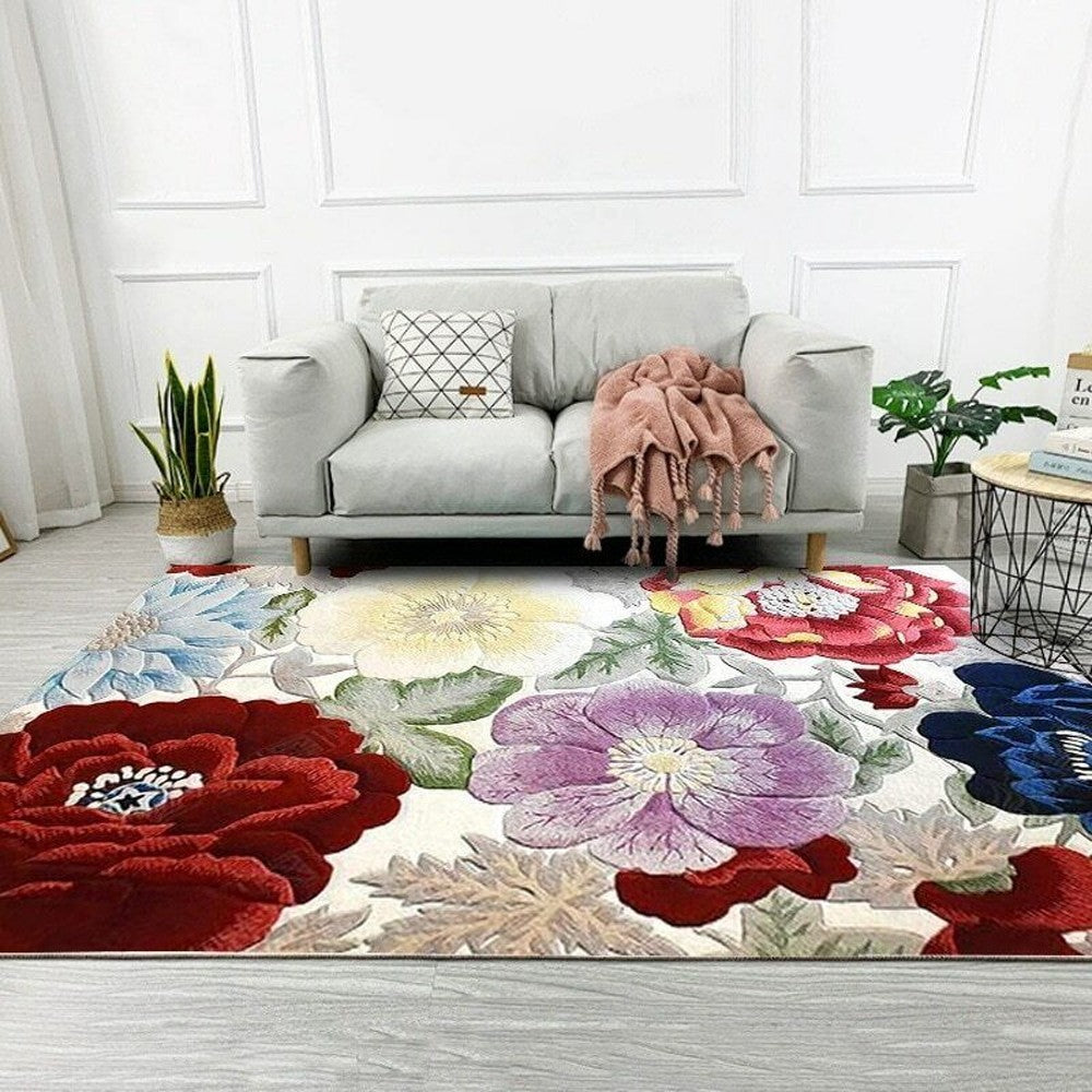 120x80cm Home Flower Pattern Floor Mat Living Room Bedroom Indoor Rug Carpet Style 2