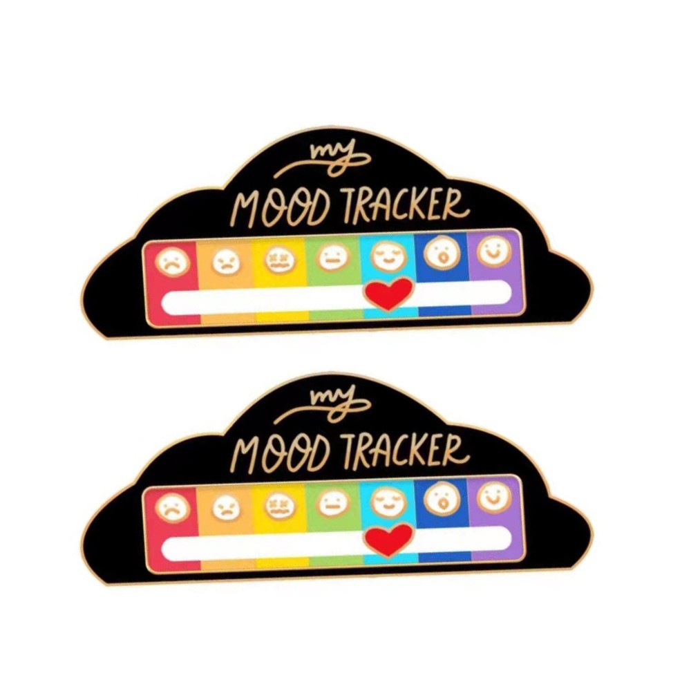 2Pcs My Social Battery Pin Mood Brooch Lapel Pin Emotional Pin - Black Cloud