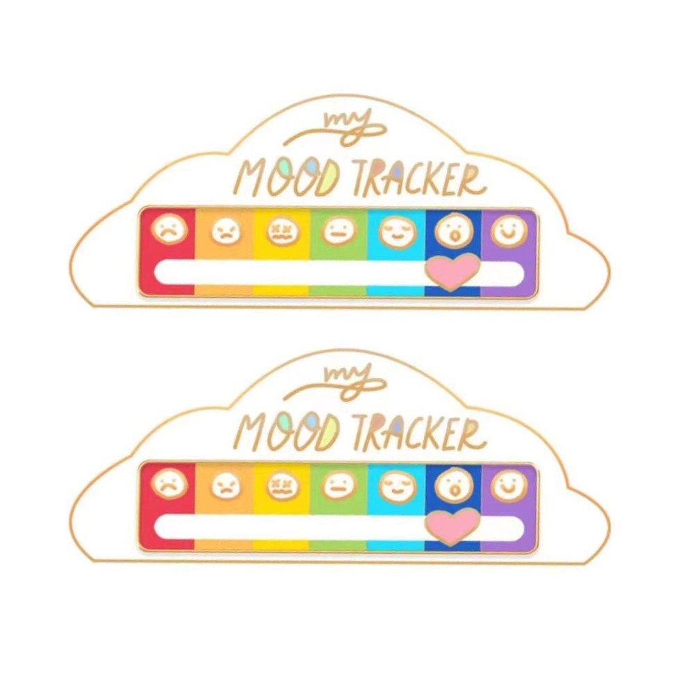 2Pcs My Social Battery Pin Mood Brooch Lapel Pin Emotional Pin - White Cloud