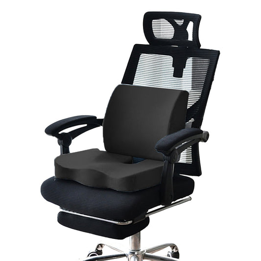 Memory Foam Seat Cushion and Lumbar Support Pillow for Office Chair Car Black