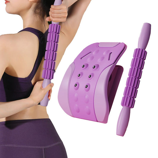 2 in 1 Neck and Back Stretcher Lumbar Massager Back Neck Cracker for Lower Back Pain Relief Purple