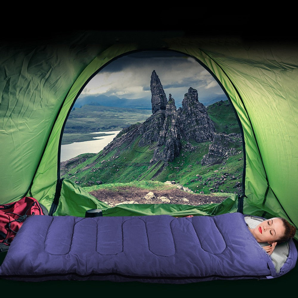 For 1-Person 4-in-1 Outdoor Camping Tent Kit Picnic Tent Sleeping Bag Sleeping Mat Brown