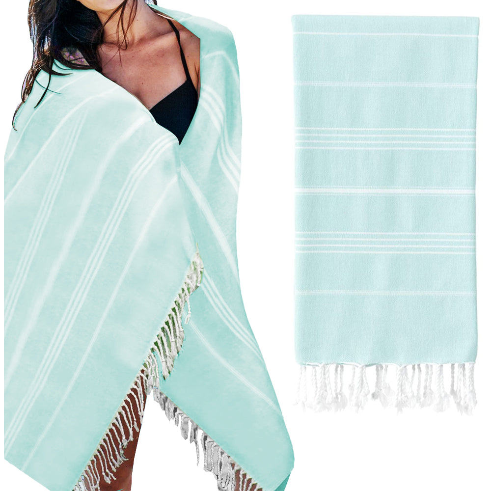 Cotton Beach Towel Quick Dry Towel for Bathing Swimming Travel Light Blue