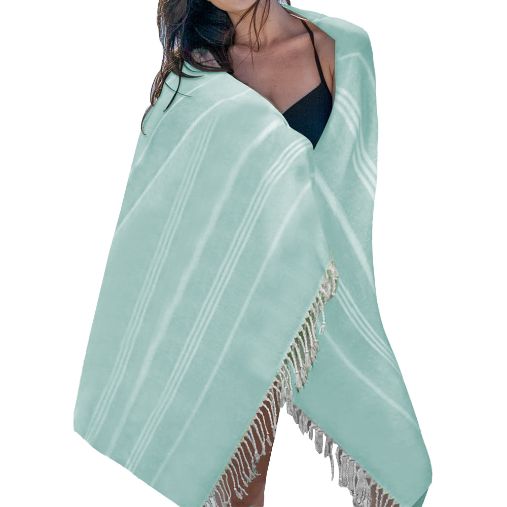 Cotton Beach Towel Quick Dry Towel for Bathing Swimming Travel Light Blue