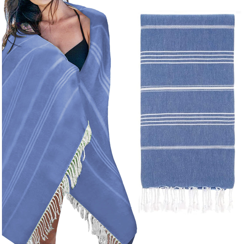 Cotton Beach Towel Quick Dry Towel for Bathing Swimming Travel Blue