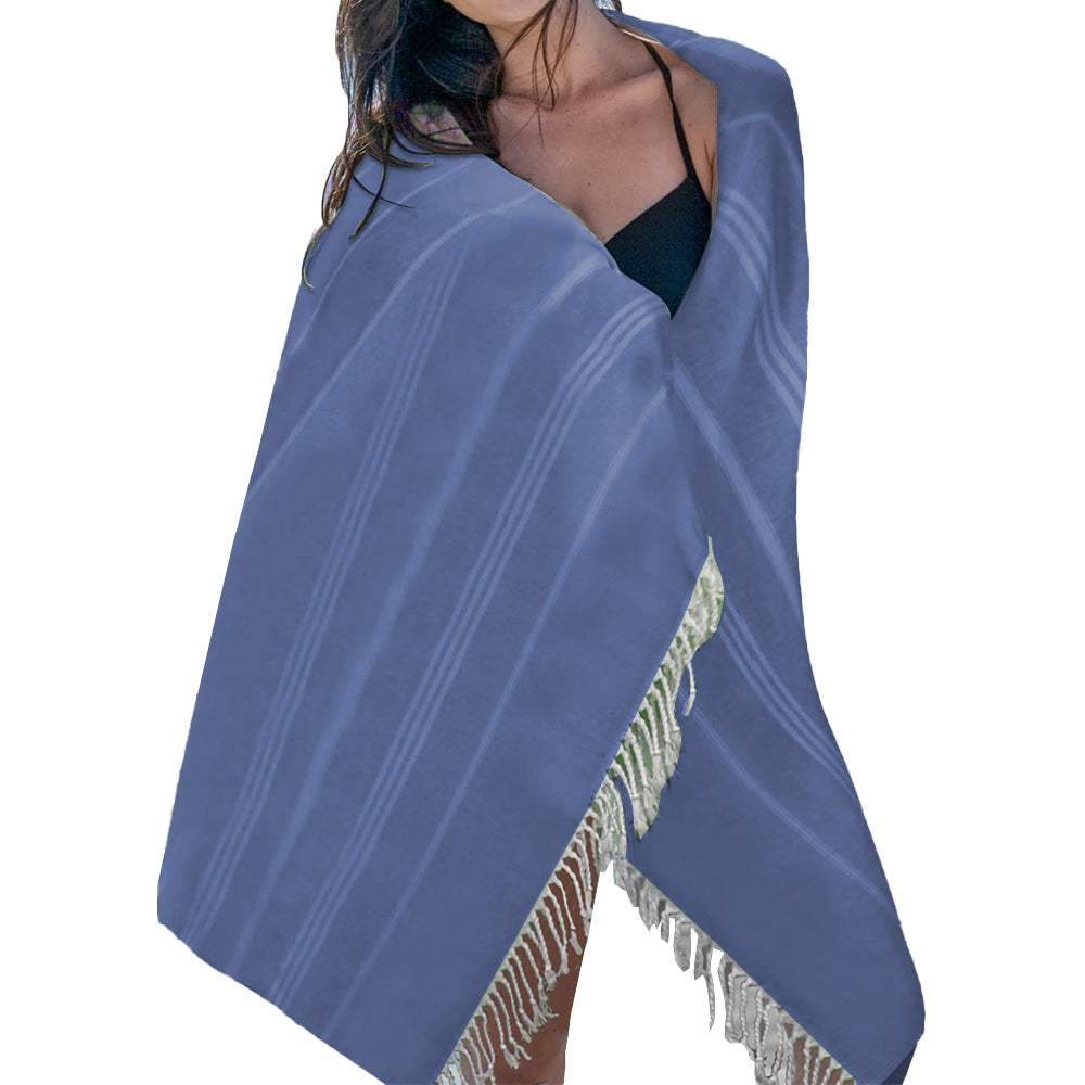 Cotton Beach Towel Quick Dry Towel for Bathing Swimming Travel Blue