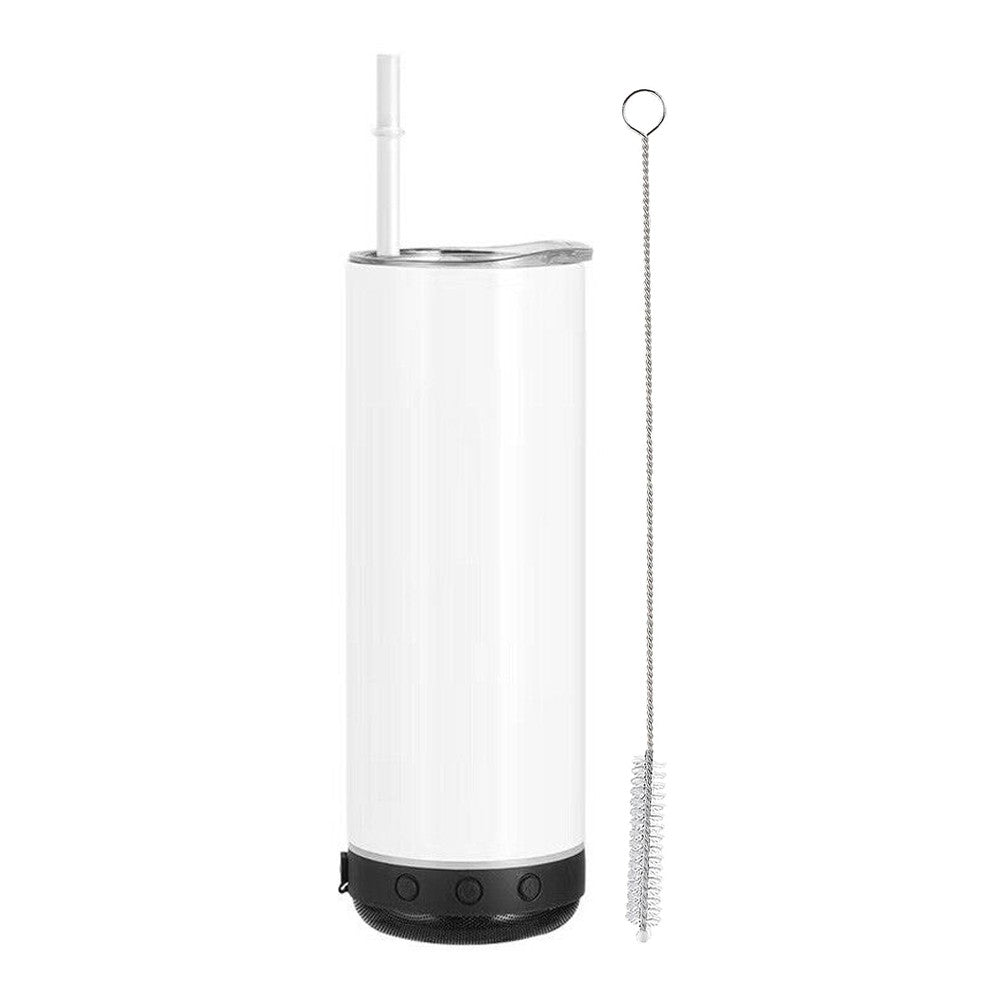 20oz Detachable Music Speaker Tumbler with Straw and Brush Black+White