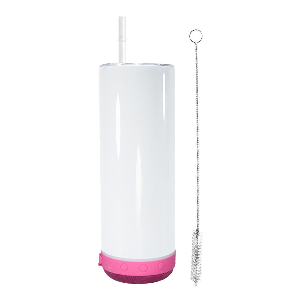 20oz Detachable Music Speaker Tumbler with Straw and Brush Rose Red+White