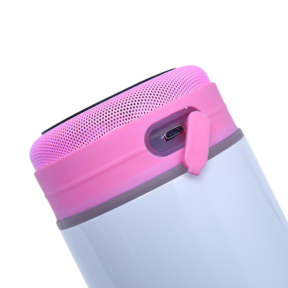 20oz Detachable Music Speaker Tumbler with Straw and Brush Rose Red+White