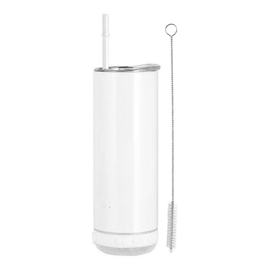 20oz Detachable Music Speaker Tumbler with Straw and Brush White