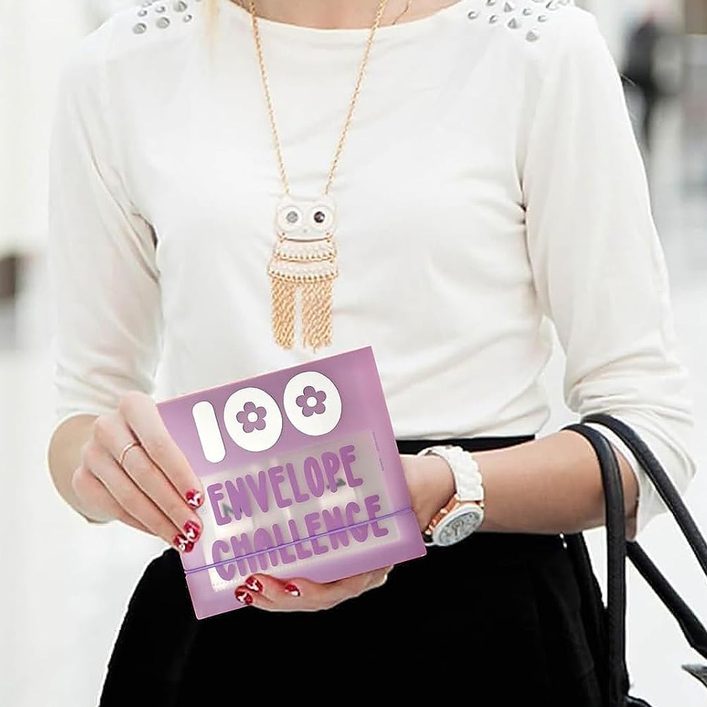 2x 100 Envelope Challenge Binder Money Saving Binder Budget Binder Purple Yellow