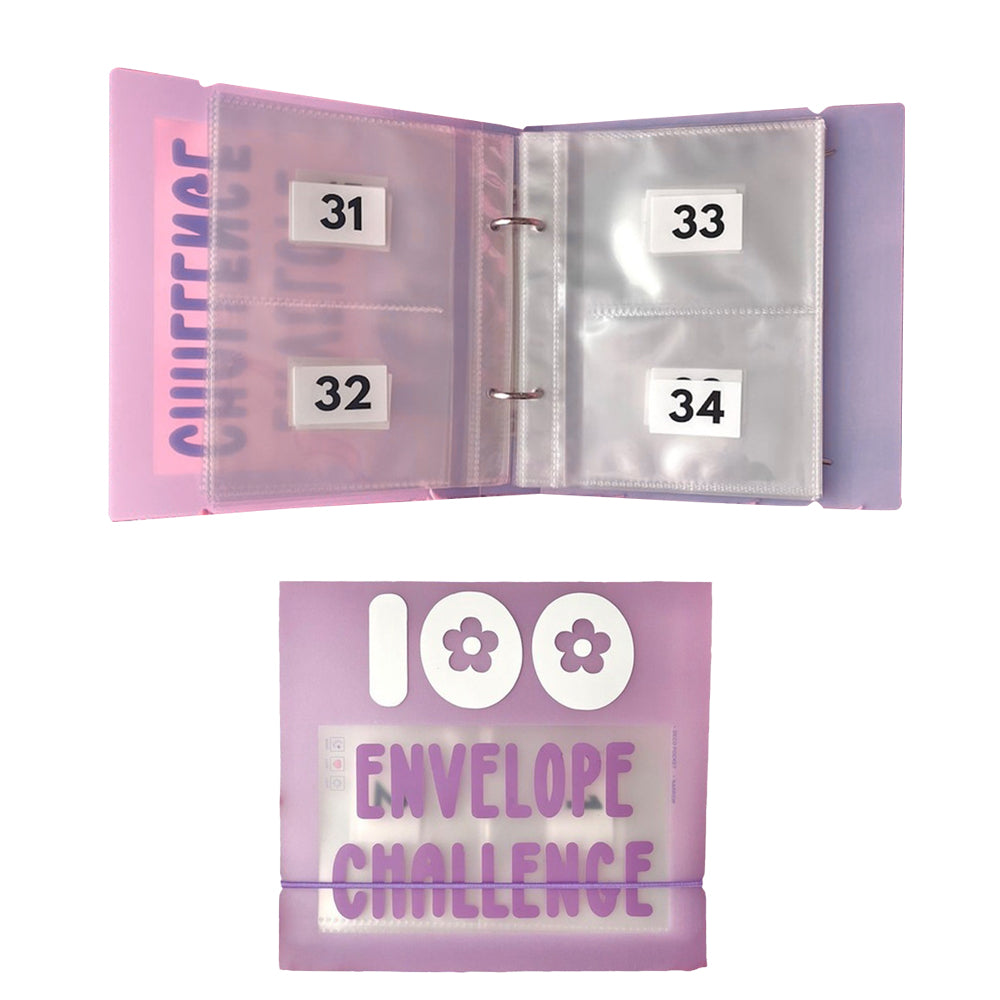 2x 100 Envelope Challenge Binder Money Saving Binder Budget Binder Purple Yellow