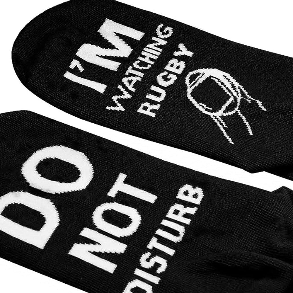 2 Pairs of I'M WATCHING RUGBY Unisex Rugby Socks for Football Lover Black+White
